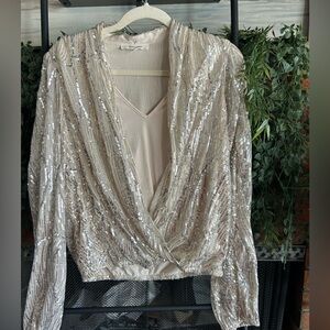 Sequin Wrap Blouse - haven and Blair